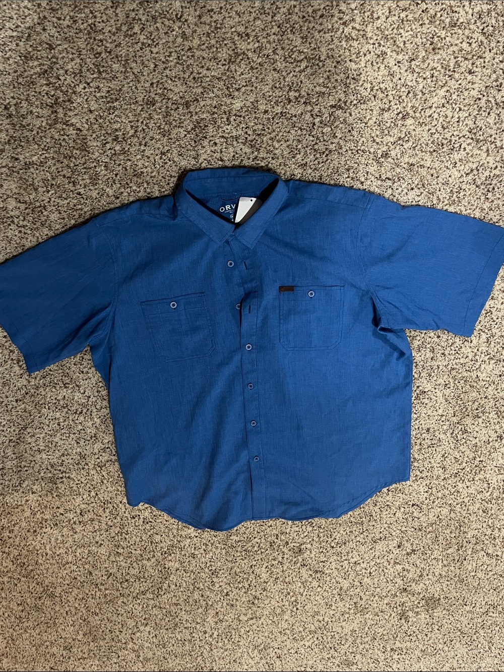 Orvis Men's Royal Blue Short-Sleeve Button-Down Shirt